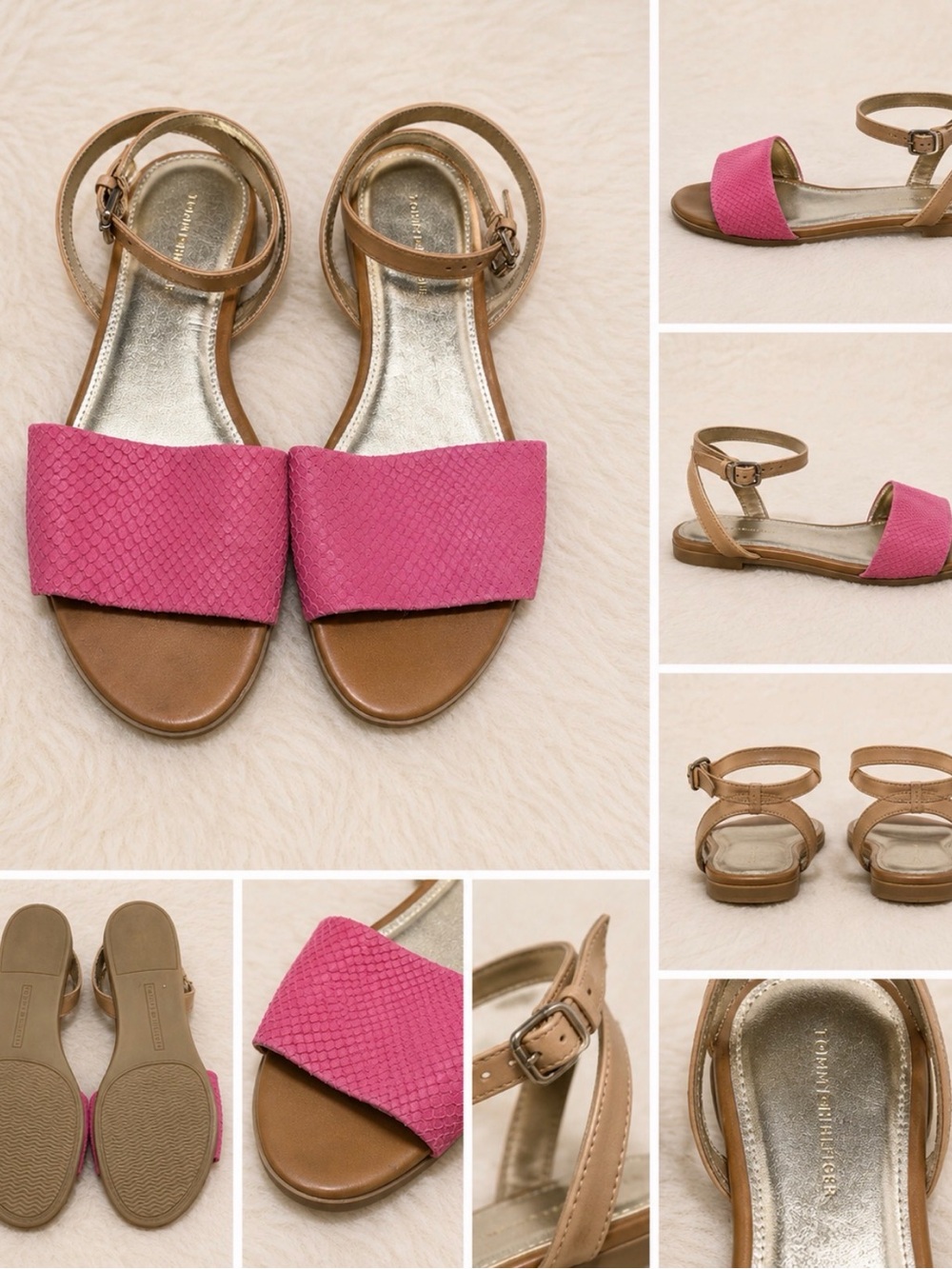 Tommy Hilfiger- Women's Pink & Tan Ankle-Strap Sandals
